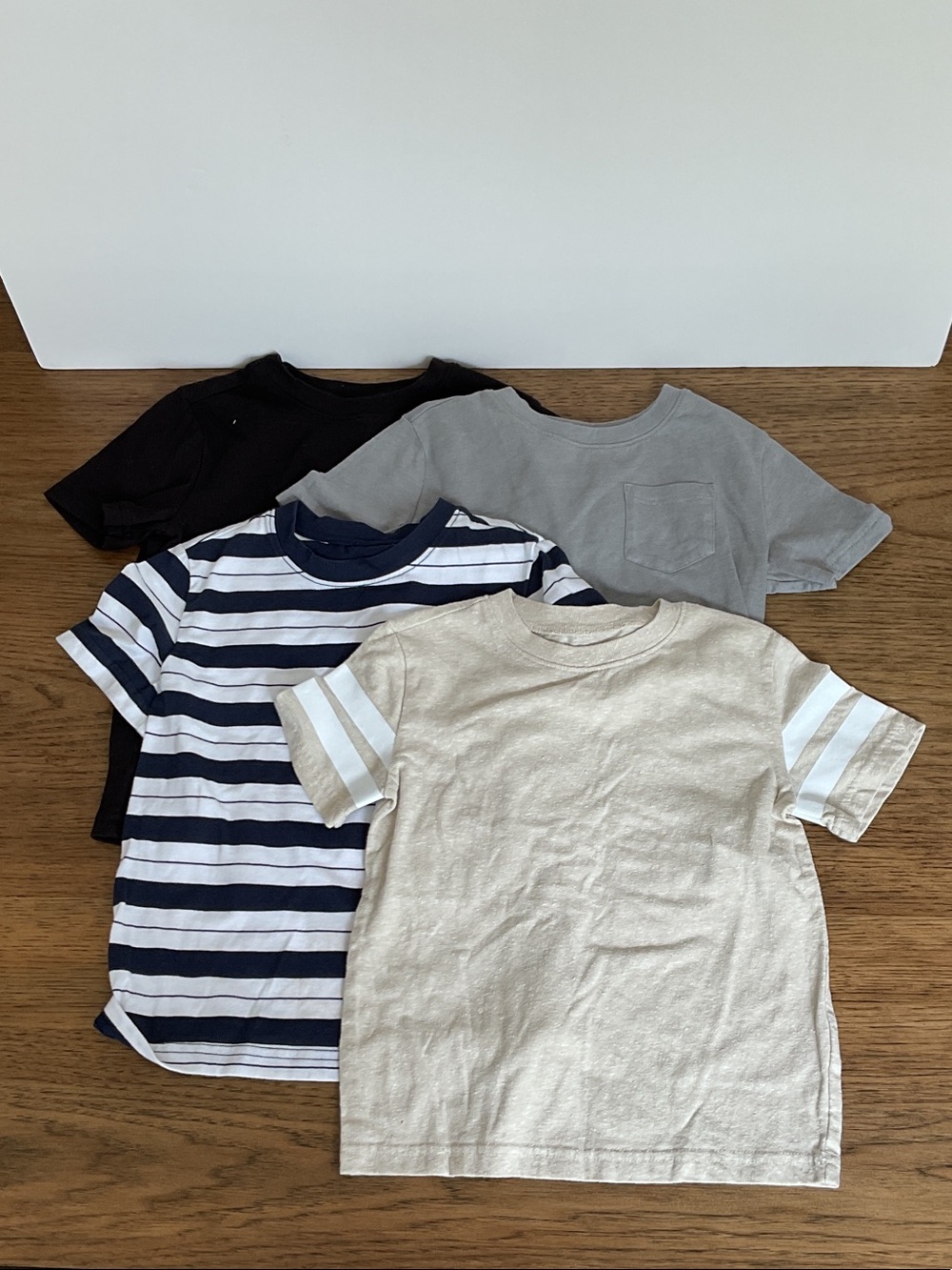 Kids Neutral & Navy Strip Cotton Tee Pack - 4pc